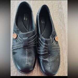 Clarks Black Leather Casual Loafers